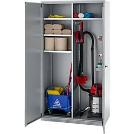 Schäfer Shop Genius Mehrzweckschrank FS, modular, indivuduell erweiterbar, Mittelwand, 4 Fachböden, bis 450 kg, B 1055 x T 520 x H 1950 mm, weißalu/weißalu