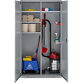 Schäfer Shop Genius Mehrzweckschrank FS, modular, indivuduell erweiterbar, Mittelwand, 4 Fachböden, bis 450 kg, B 1055 x T 520 x H 1950 mm, weißalu/weißalu