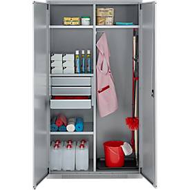 Schäfer Shop Genius Mehrzweckschrank FS, modular, indivuduell erweiterbar, Mittelwand, 4 Fachböden, bis 450 kg, B 1055 x T 520 x H 1950 mm, weißalu/weißalu