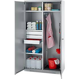 Schäfer Shop Genius Mehrzweckschrank FS, modular, indivuduell erweiterbar, Mittelwand, 4 Fachböden, bis 450 kg, B 1055 x T 520 x H 1950 mm, weißalu/weißalu