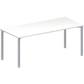 Schäfer Shop Genius Mesa de reuniones MODENA FLEX, ajustable en altura, forma rectangular, 4 patas de tubo redondo, An 1800 x P 800 mm, blanco