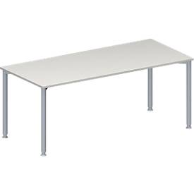 Schäfer Shop Genius Mesa de reuniones MODENA FLEX, ajustable en altura, forma rectangular, 4 patas de tubo redondo, An 1800 x P 800 mm, gris luminoso