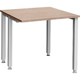 Schäfer Shop Genius MODENA FLEX bureau, 4-poots vierkante buis, ingekorte zijpanelen, B 800 mm, eiken decor