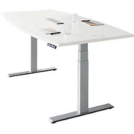 Schäfer Shop  Genius MODENA FLEX vergadertafel, elektrisch in hoogte verstelbaar, bootvorm, T-poot, B 2000 mm 