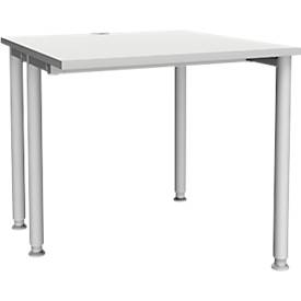 Schäfer Shop Genius MODENA FLEX Writing Desk, 800 mm wide, shortened on one side, light grey
