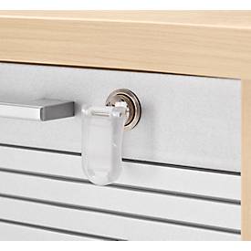 Schäfer Shop Genius Multimobil, B 450 x T 500 x H 1220 mm, Kunststoffrollladen, mit Rollen, abschließbar, Ahorn