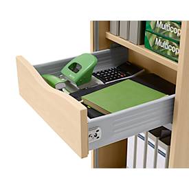 Schäfer Shop Genius Multimobil, B 450 x T 500 x H 1220 mm, Kunststoffrollladen, mit Rollen, abschließbar, Ahorn