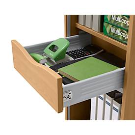 Schäfer Shop Genius Multimobil, B 450 x T 500 x H 1220 mm, Kunststoffrollladen, mit Rollen, abschließbar, Buche