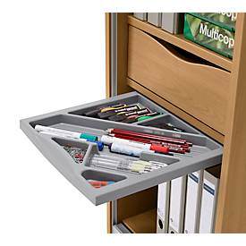 Schäfer Shop Genius Multimobil, B 450 x T 500 x H 1220 mm, Kunststoffrollladen, mit Rollen, abschließbar, Buche