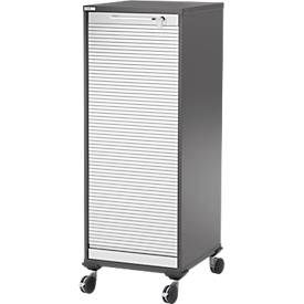 Schäfer Shop Genius Multimobil, B 450 x T 500 x H 1220 mm, Kunststoffrollladen, mit Rollen, abschließbar, graphit