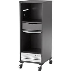 Schäfer Shop Genius Multimobil, B 450 x T 500 x H 1220 mm, Kunststoffrollladen, mit Rollen, abschließbar, graphit
