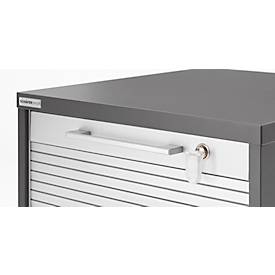 Schäfer Shop Genius Multimobil, B 450 x T 500 x H 1220 mm, Kunststoffrollladen, mit Rollen, abschließbar, graphit