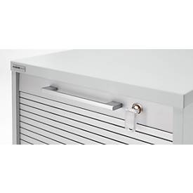 Schäfer Shop Genius Multimobil, B 450 x T 500 x H 1220 mm, Kunststoffrollladen, mit Rollen, abschließbar, lichtgrau