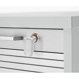 Schäfer Shop Genius Multimobil, B 450 x T 500 x H 1220 mm, Kunststoffrollladen, mit Rollen, abschließbar, lichtgrau