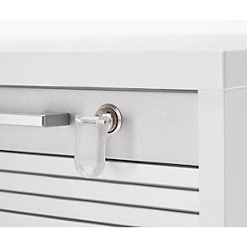 Schäfer Shop Genius Multimobil, B 450 x T 500 x H 1220 mm, Kunststoffrollladen, mit Rollen, abschließbar, weiß