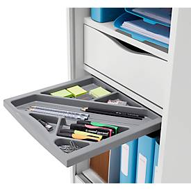 Schäfer Shop Genius Multimobil, B 450 x T 500 x H 1220 mm, Kunststoffrollladen, mit Rollen, abschließbar, weiß