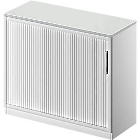 Schäfer Shop Genius Querrollladenschrank TETRIS SOLID, 2 OH, B 1000 mm, inkl. 19 mm Abdeckplatte, lichtgrau/weißalu/weißalu