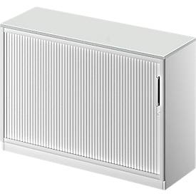 Schäfer Shop Genius Querrollladenschrank TETRIS SOLID, 2 OH, B 1200 mm, inkl. 19 mm Abdeckplatte, lichtgrau/weißalu/weißalu