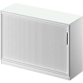 Schäfer Shop Genius Querrollladenschrank TETRIS SOLID, 2 OH, B 1200 x T 413 x H 818 mm, mit Boden und Abdeckplatte, lichtgrau/weißalu