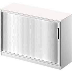 Schäfer Shop Genius Querrollladenschrank TETRIS SOLID, 2 OH, B 1200 x T 413 x H 818 mm, mit Boden und Abdeckplatte, weiß/weißalu