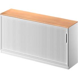 Schäfer Shop Genius Querrollladenschrank TETRIS SOLID, 2 OH, B 1600 mm, inkl. 19 mm Abdeckplatte, Buche-Dekor/weißalu/weißalu