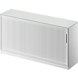 Schäfer Shop Genius Querrollladenschrank TETRIS SOLID, 2 OH, B 1600 mm, inkl. 19 mm Abdeckplatte, lichtgrau/weißalu/weißalu