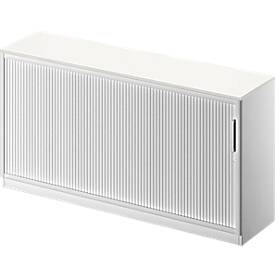 Schäfer Shop Genius Querrollladenschrank TETRIS SOLID, 2 OH, B 1600 mm, inkl. 19 mm Abdeckplatte, weiß/weißalu