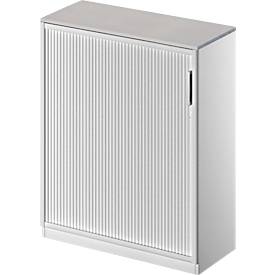 Schäfer Shop Genius Querrollladenschrank TETRIS SOLID, 3 OH, B 1000 mm, inkl. 19 mm Abdeckplatte, lichtgrau/weißalu/weißalu