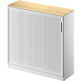 Schäfer Shop Genius Querrollladenschrank TETRIS SOLID, 3 OH, B 1200 mm, inkl. 19 mm Abdeckplatte, Ahorn-Dekor/weißalu/weißalu