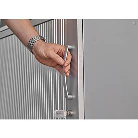 Schäfer Shop Genius Querrollladenschrank TETRIS SOLID, 3 OH, B 1200 x T 413 x H 1170 mm, mit Böden und Abdeckplatte, Ahorn/weißalu