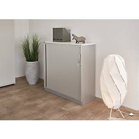 Schäfer Shop Genius Querrollladenschrank TETRIS SOLID, 3 OH, B 1200 x T 413 x H 1170 mm, mit Böden und Abdeckplatte, weiß/weißalu 