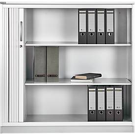 Schäfer Shop Genius Querrollladenschrank TETRIS SOLID, 3 OH, B 1200 x T 413 x H 1170 mm, mit Böden und Abdeckplatte, weiß/weißalu 