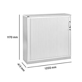 Schäfer Shop Genius Querrollladenschrank TETRIS SOLID, 3 OH, B 1200 x T 413 x H 1170 mm, mit Böden und Abdeckplatte, weiß/weißalu 