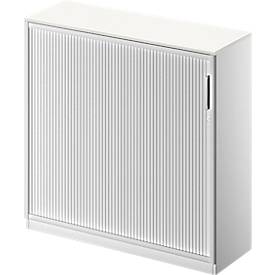 Schäfer Shop Genius Querrollladenschrank TETRIS SOLID, 3 OH, B 1200 x T 413 x H 1170 mm, mit Böden und Abdeckplatte, weiß/weißalu