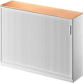 Schäfer Shop Genius Querrollladenschrank TETRIS SOLID, 3 OH, B 1600 mm, inkl. 19 mm Abdeckplatte, Buche-Dekor/weißalu/weißalu