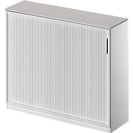Schäfer Shop Genius Querrollladenschrank TETRIS SOLID, 3 OH, B 1600 mm, inkl. 19 mm Abdeckplatte, lichtgrau/weißalu/weißalu
