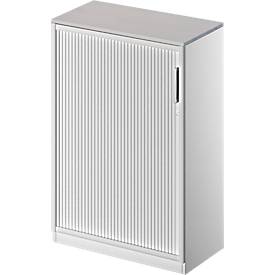 Schäfer Shop Genius Querrollladenschrank TETRIS SOLID, 3 OH, B 800 mm, inkl. 19 mm Abdeckplatte, lichtgrau/weißalu/weißalu