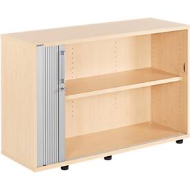 Schäfer Shop Genius Querrollladenschrank TETRIS WOOD, 2 OH, B 1200 mm, Höhe inkl. Gleiter, Ahorn-Dekor