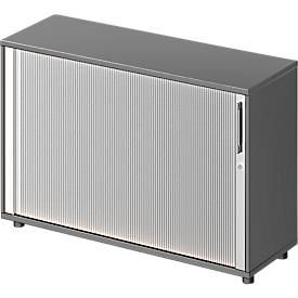 Schäfer Shop Genius Querrollladenschrank TETRIS WOOD, 2 OH, B 1200 mm, Höhe inkl. Gleiter, graphit