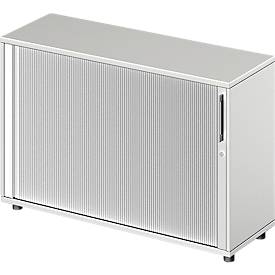 Schäfer Shop Genius Querrollladenschrank TETRIS WOOD, 2 OH, B 1200 mm, Höhe inkl. Gleiter, lichtgrau
