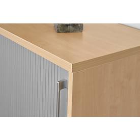 Schäfer Shop Genius Querrollladenschrank TETRIS WOOD, 2 OH, B 1600 mm, Höhe inkl. Gleiter, Mitteltrennwand, graphit