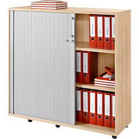 Schäfer Shop Genius Querrollladenschrank TETRIS WOOD, 3 OH, B 1200 mm, Höhe inkl. Gleiter, Ahorn-Dekor