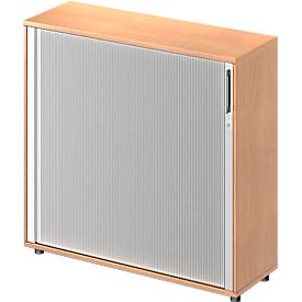 Schäfer Shop Genius Querrollladenschrank TETRIS WOOD, 3 OH, B 1200 mm, Höhe inkl. Gleiter, Buche-Dekor