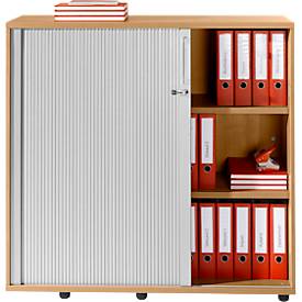 Schäfer Shop Genius Querrollladenschrank TETRIS WOOD, 3 OH, B 1200 mm, Höhe inkl. Gleiter, Buche-Dekor