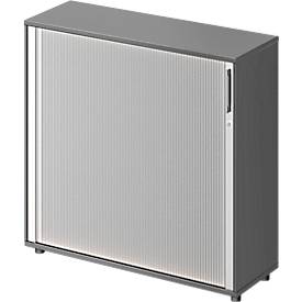 Schäfer Shop Genius Querrollladenschrank TETRIS WOOD, 3 OH, B 1200 mm, Höhe inkl. Gleiter, graphit