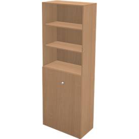 Schäfer Shop Genius Regal-Schrank-Kombination TETRIS WALL, 6 Ordnerhöhen, B 800 x T 440 x H 2250 mm, Buche-Dekor