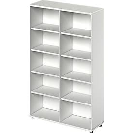 Schäfer Shop Genius Regal TETRIS WOOD, 5 OH, Höhe inkl. Gleiter, B 1200 mm, lichtgrau