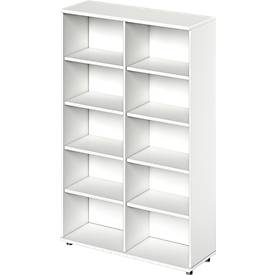 Schäfer Shop Genius Regal TETRIS WOOD, 5 OH, Höhe inkl. Gleiter, B 1200 mm, weiß 