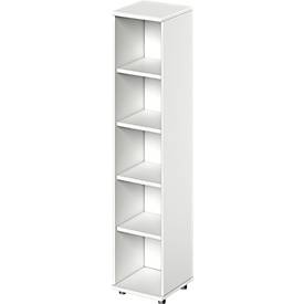 Schäfer Shop Genius Regal TETRIS WOOD, 5 OH, Höhe inkl. Gleiter, B 400 mm, weiß 