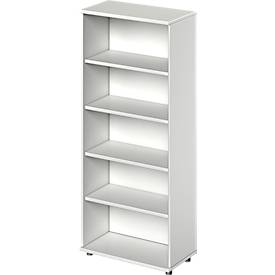 Schäfer Shop Genius Regal TETRIS WOOD, 5 OH, Höhe inkl. Gleiter, B 800 mm, lichtgrau 